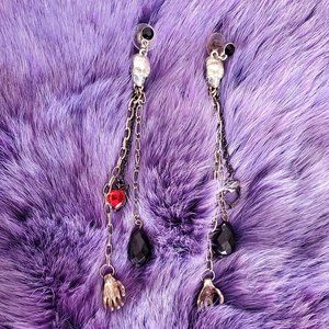 Betsey Johnson Skull/Hand Earrings